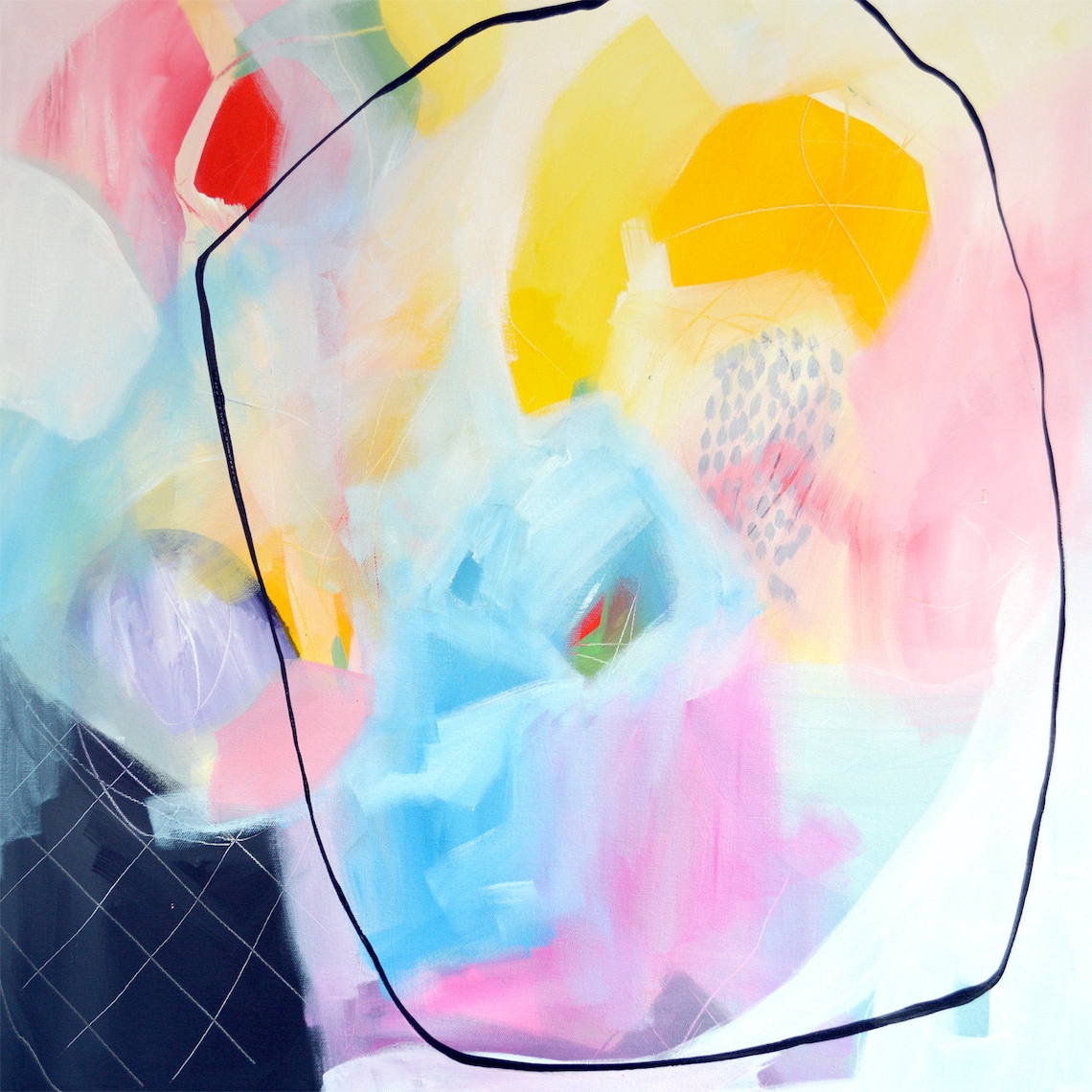 Blue Pink Yellow Abstract Art Print Abstract Giclee Print on Etsy