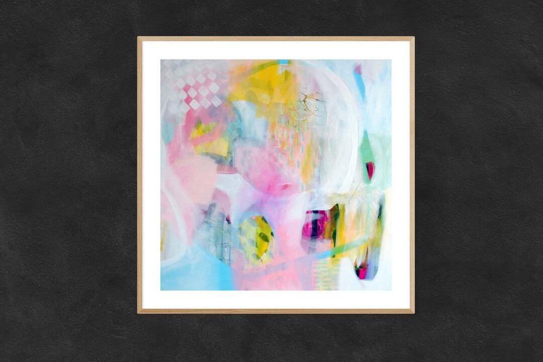 Large Abstract Art Print, Pink Blue Giclee Print on Paper, Modern Wall ...