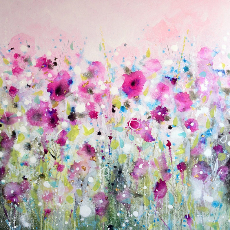Pink Floral Canvas Print Giclee Print from Painting Poppies Etsy