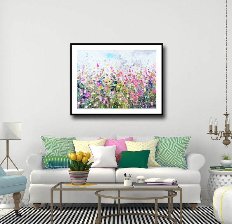 Floral Print Flower Meadow Large Giclee Print From Painting - Etsy