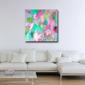 Large Abstract Canvas Print, Abstract Giclee Print, Canvas Wall Art, Modern Canvas, Expressive Artwork, Canvas Art, Blue, Pink, Green Decor