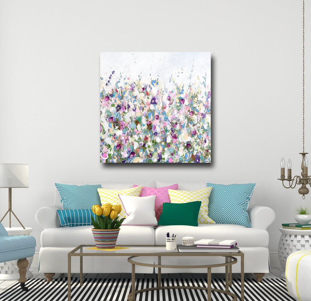 Abstract Floral Meadow Canvas Print: Giclee Flower Wall Art - Etsy