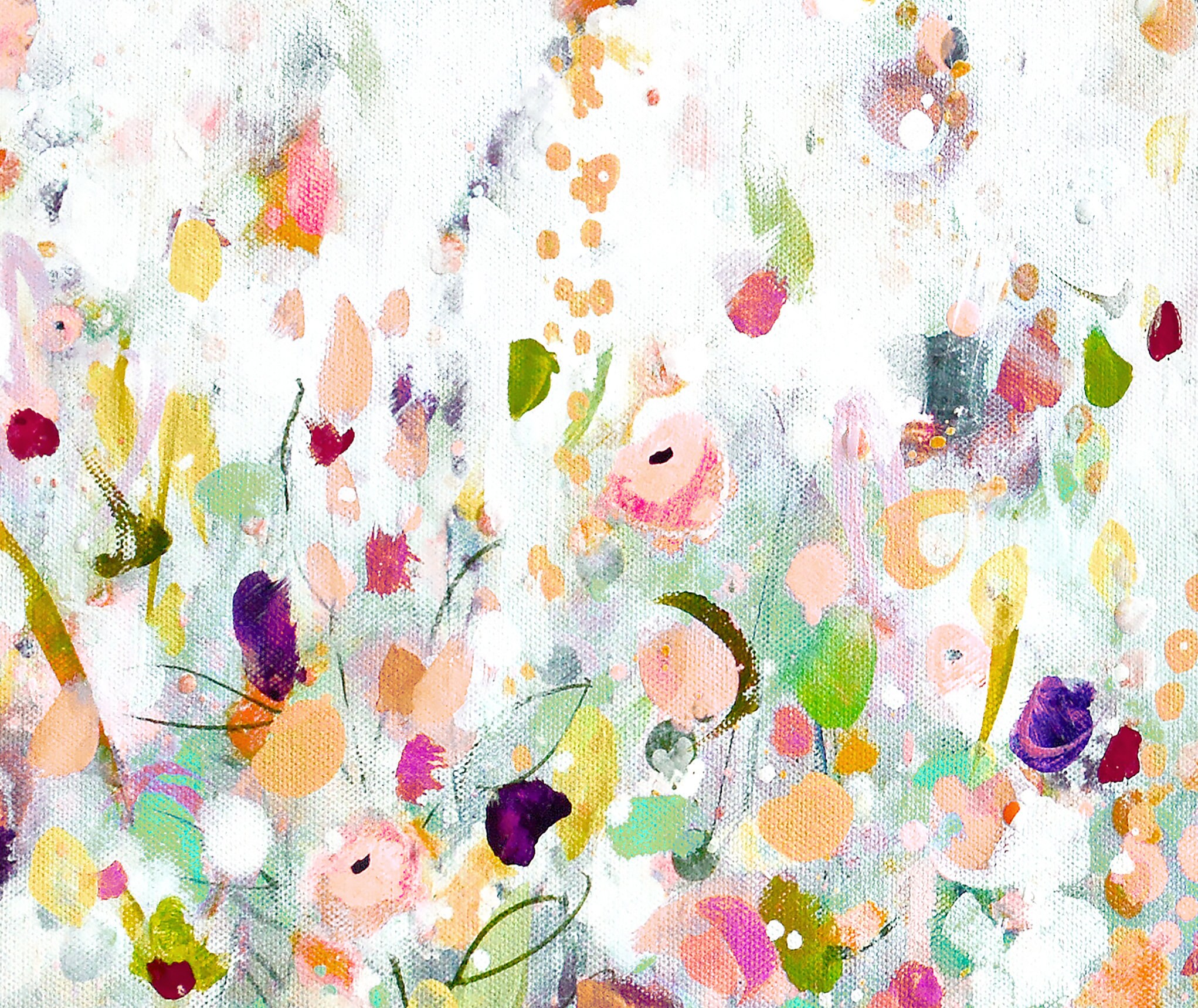 Large Wall Art Green Orange Floral Canvas Art Abstract | Etsy