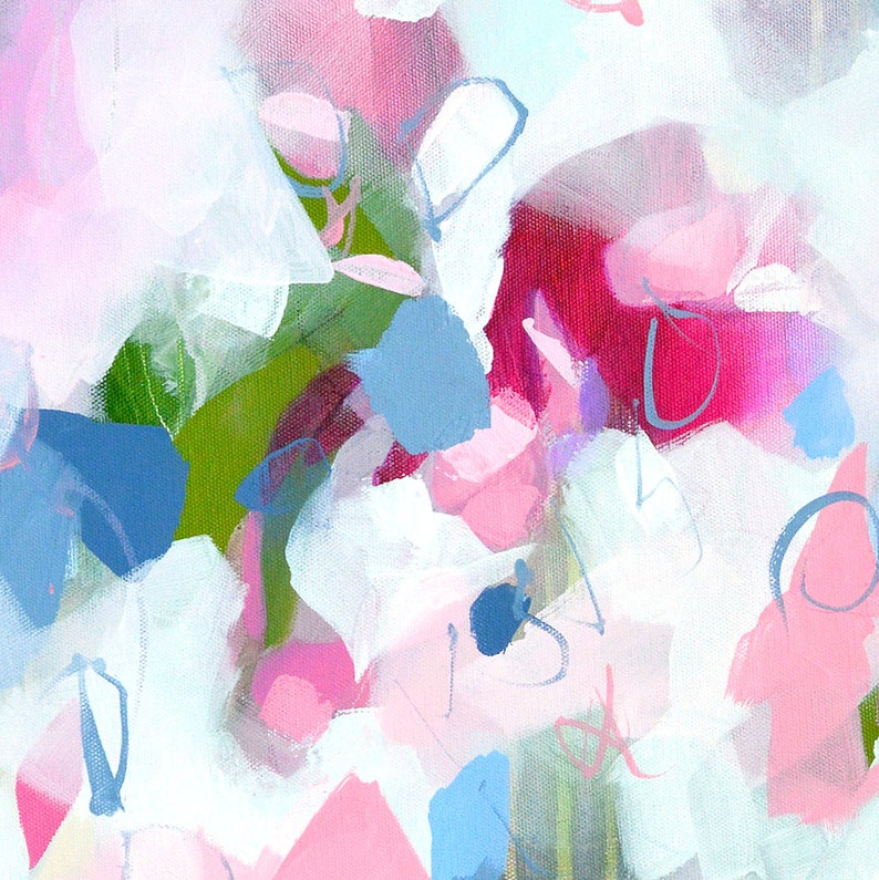 Pink and White Abstract Canvas Print Large Abstract Giclee Etsy