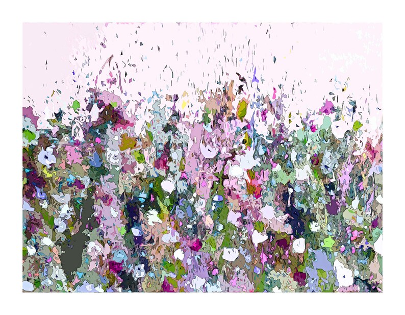 Wall Art pink Abstract Meadow Print white flowers Large Giclee Print from Painting Large Painting purple Abstract Floral Print green