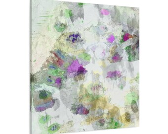 Abstract Canvas wall art ready to hang stretched canvas green modern abstract altered art