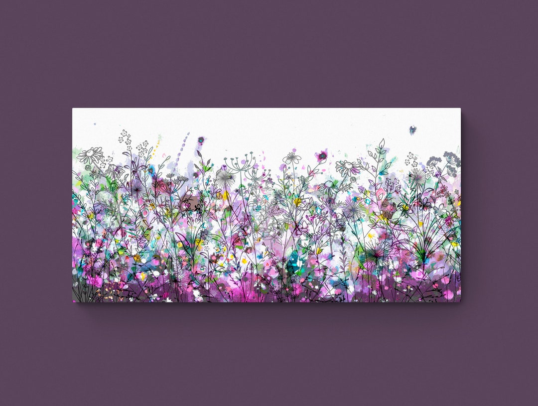 Large Abstract Floral Meadow Canvas Print: Purple Wall Art - Etsy UK