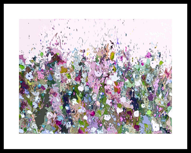 Wall Art pink Abstract Meadow Print white flowers Large Giclee Print from Painting Large Painting purple Abstract Floral Print green