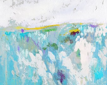 Large Blue and White Wall Art Print, Abstract Landscape Giclee Print from Painting, Large Print, Blue Print, blue white artwork