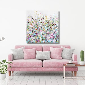 Large Abstract Floral Meadow Canvas Print Giclee Wall Art, Canvas Print ...