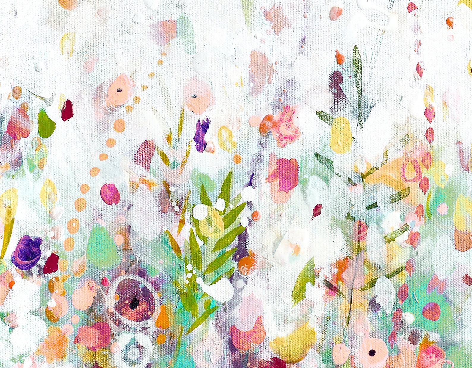 Large Wall Art Green Orange Floral Canvas Art Abstract | Etsy