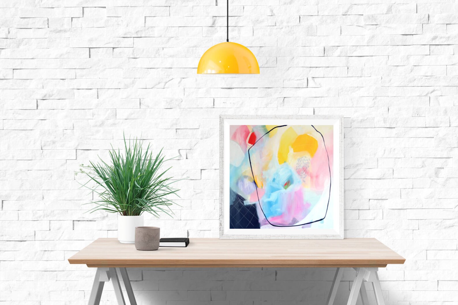 Blue Pink Yellow Abstract Art Print Abstract Giclee Print on Etsy