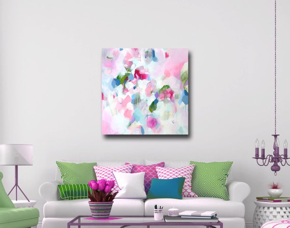 Pink and White Abstract Canvas Print Large Abstract Giclee | Etsy
