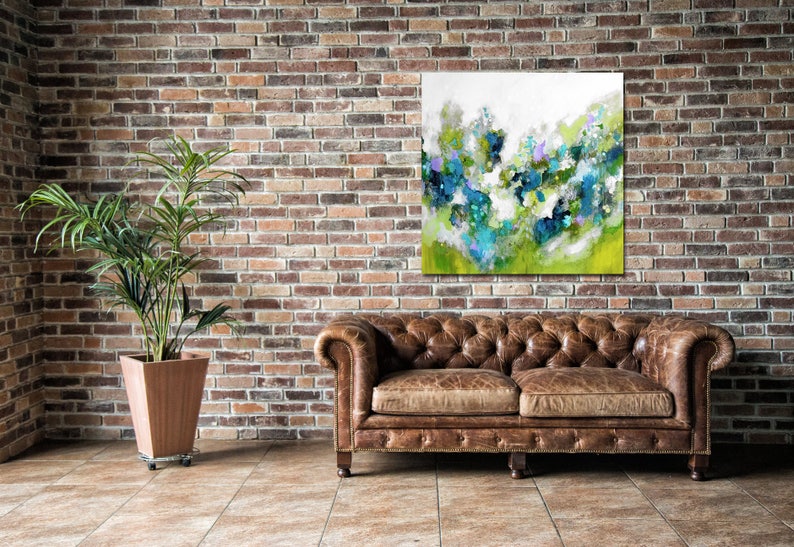 Green Abstract Art Print Large Abstract Canvas Green Wall Etsy