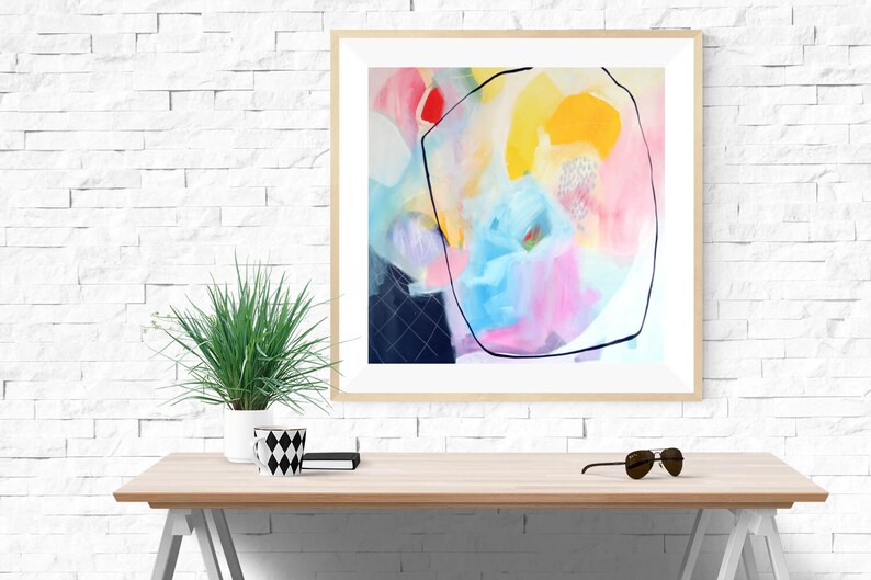Blue Pink Yellow Abstract Art Print Abstract Giclee Print on | Etsy