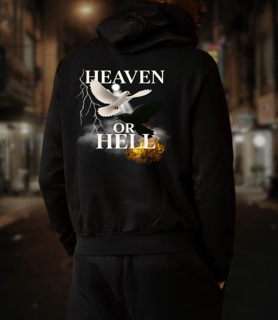 Heaven or Hell Hoodie, Dark Aesthetic Streetwear, Gothic Angel