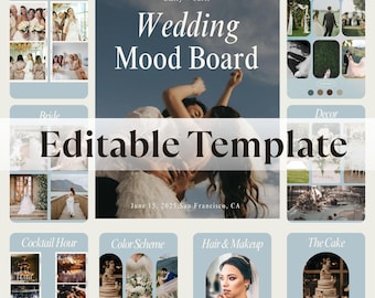 Editable Wedding Mood Board Template | Canva Vision Board (Digital)