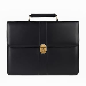 Sac pour ordinateur portable en cuir fait main, sac en cuir pur noir