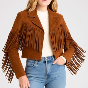 Genuine LeatherFringe women jacket handmade Leather Fringe Jacket Boho Leather Fringe coat Cowgirl Jacket Western Fringe Coat Brown jacket