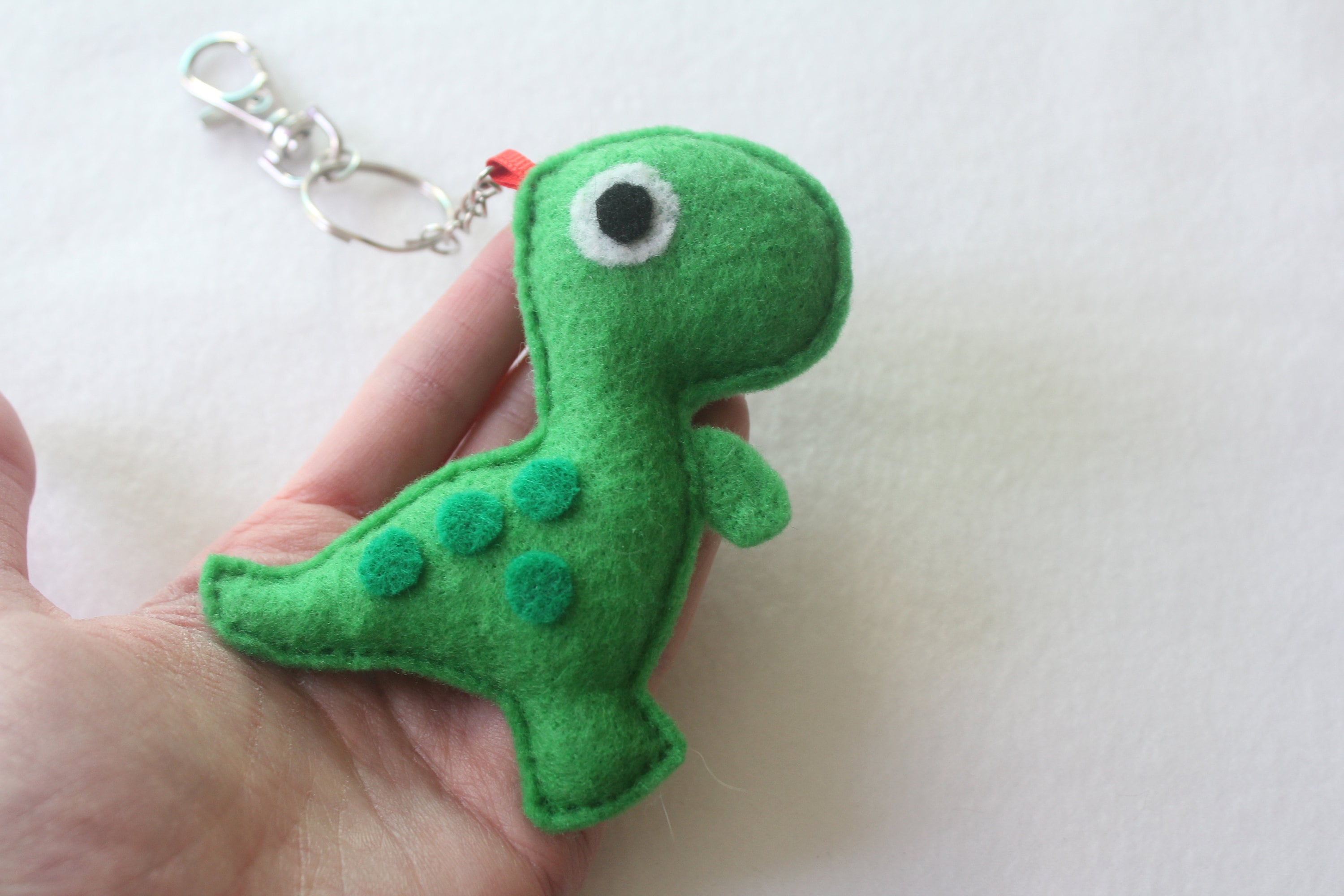 Felt Dinosaur Key Chain Green T Rex Small and Cute Felt Dinosaur, Felt