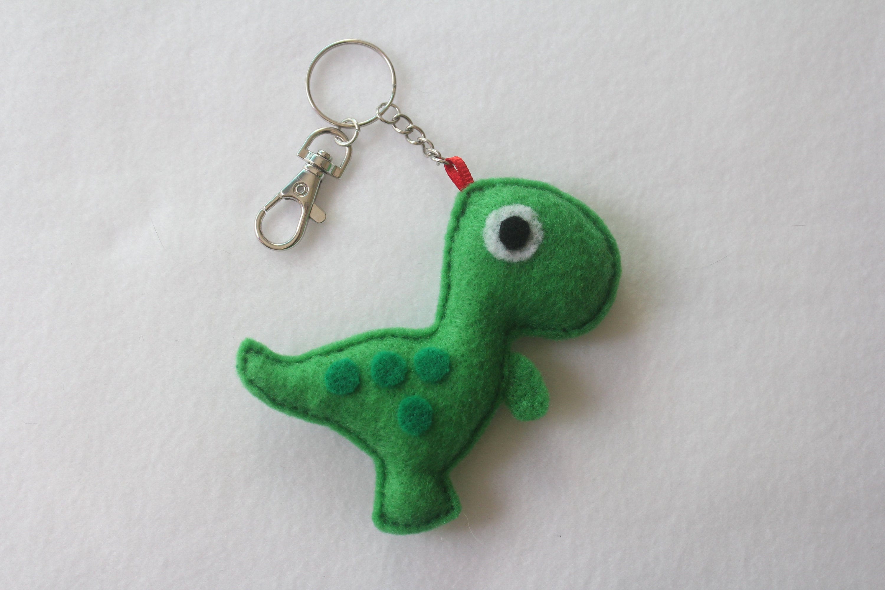 Felt Dinosaur Key Chain Green T Rex Small and Cute Felt Dinosaur, Felt Keychain Etsy