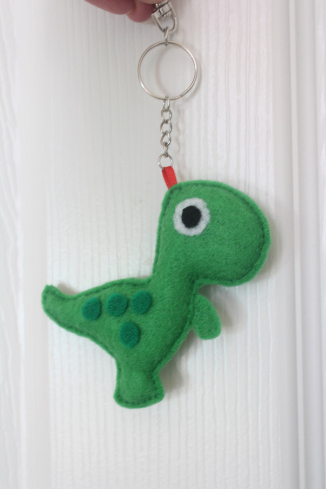 Felt Dinosaur Key Chain Green T Rex Small and Cute Felt Dinosaur, Felt