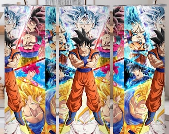 Goku Anime Tumbler Wrap | 20oz Skinny Sublimation PNG | Multiple Transformations Digital Design