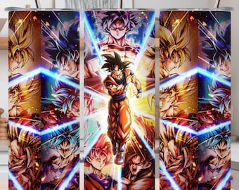 Goku Anime Wrap | 20oz Skinny Sublimation PNG | Multiple Transformations Digital Design