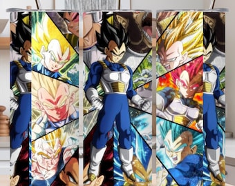 Vegeta Anime Tumbler Wrap | 20oz Skinny Sublimation PNG | Multiple Transformations Digital Design