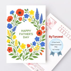 Lot de cartes pour la fête des pères | 5 cartes florales imprimables | Cadeau pour papa à téléchargement immédiat, cartes pastel vives et élégantes, cadeau de dernière minute pour papa