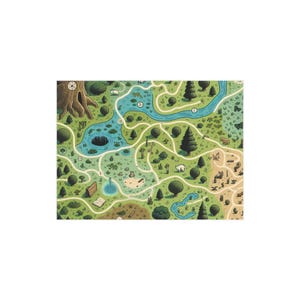 Impresión sin marco de un mapa de la naturaleza caprichoso, arte mural de aventuras, decoración de explorador forestal, arte ecológico para la oficina en casa, regalo para viajeros