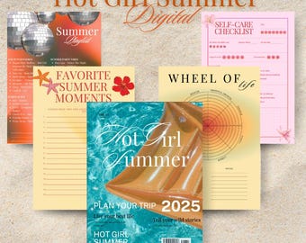 Hot Girl Summer Digital Planner / Glow Up Journal / Vacation Organizer / Aesthetic Journal A4 Printable PDF or Digital Use