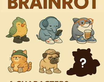 Animal Brainrot Vol. 1 – 6 personajes PNG transparentes