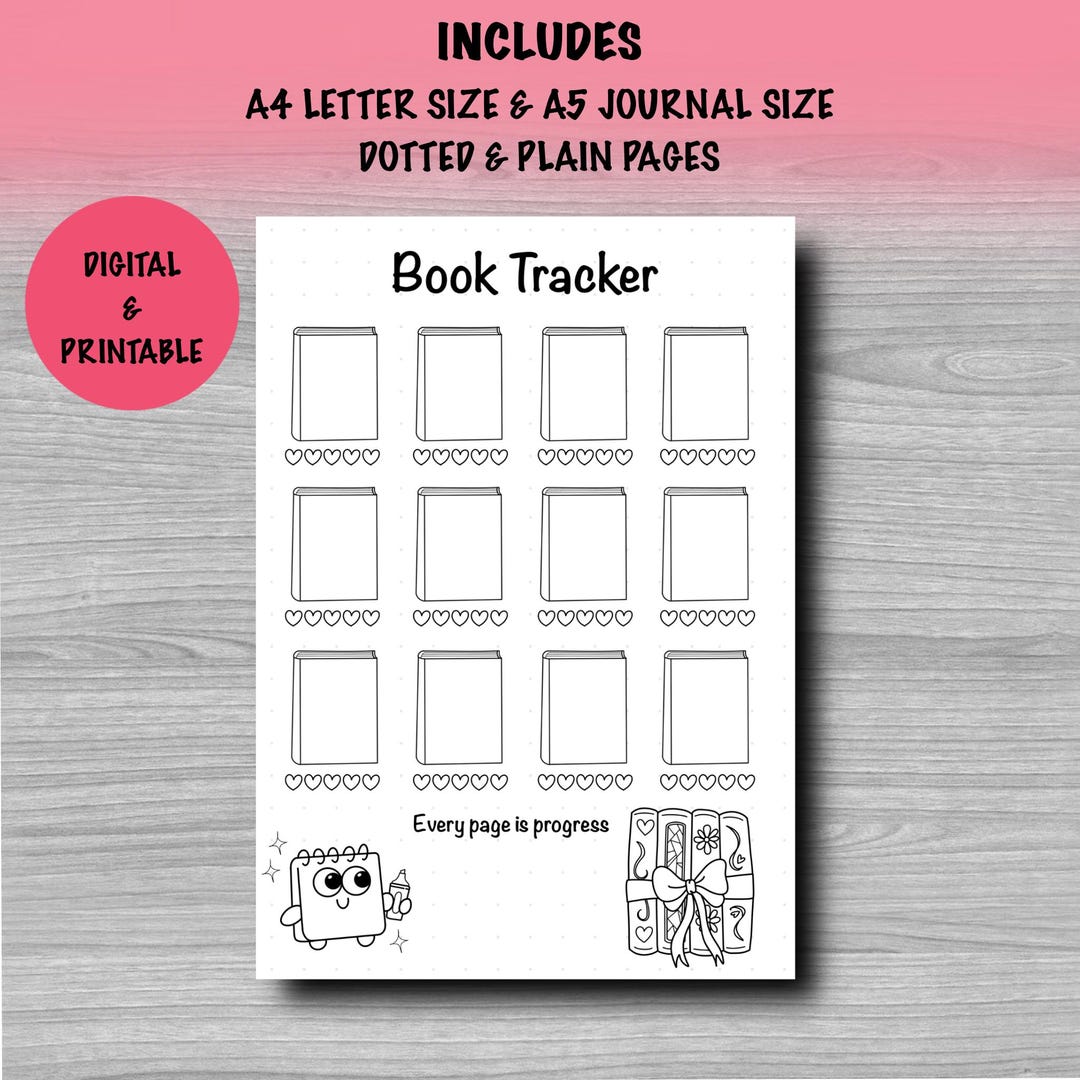 Book Tracker - PRINTABLE Page - DIGITAL Reading Journal - Add Your Book ...