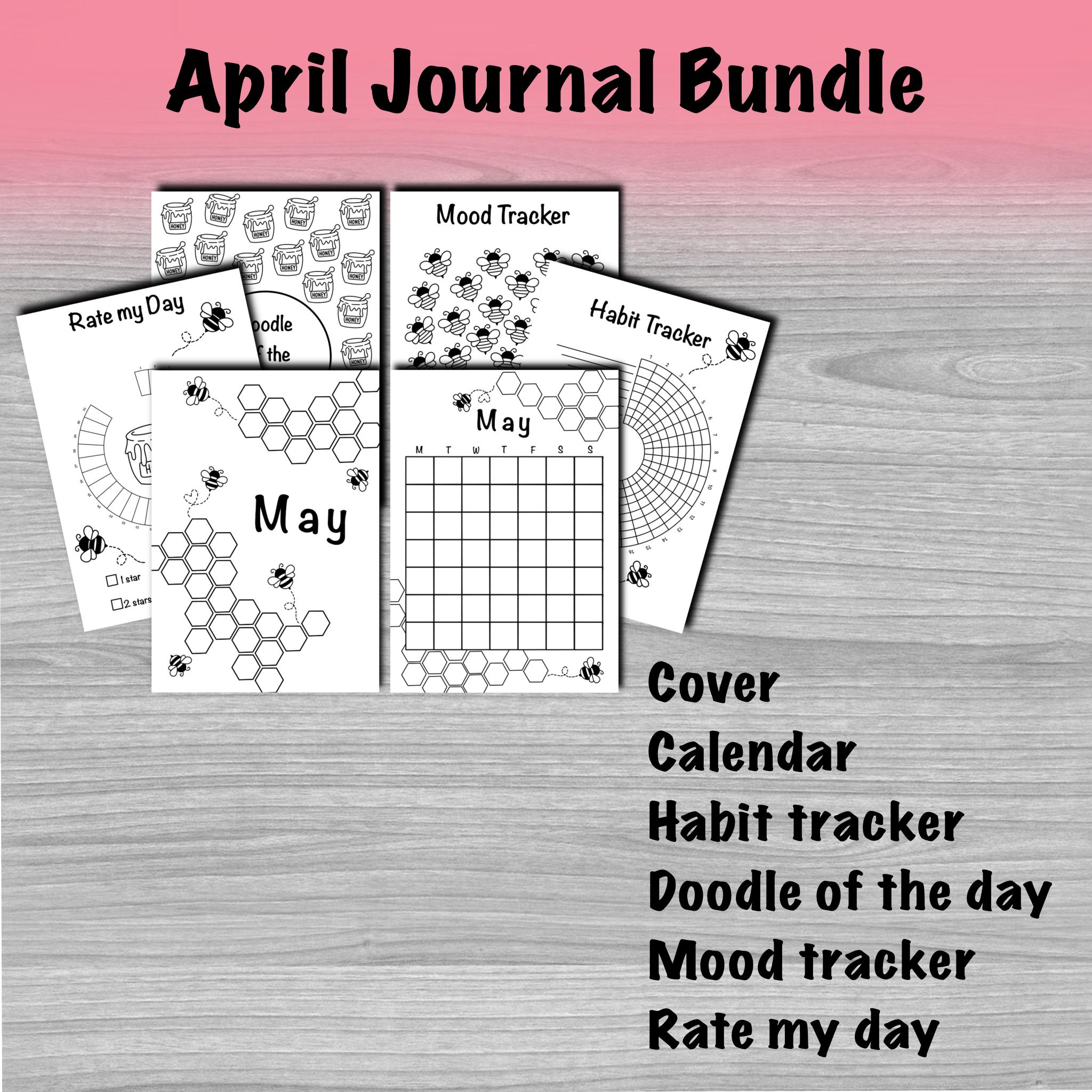 April Journal Bundle Printable A4 A5 Planner Pages Mood Tracker Habit ...