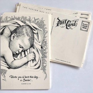 Christmas postcards baby Jesus Christ newborn Savior has come blanket straw 20-pack Christian art print cards for holiday letter happy mail