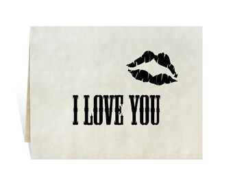 Valentines Day I Love You downloadable printable card for boyfriend husband birthday anniversary father vintage-style romantic lipstick kiss