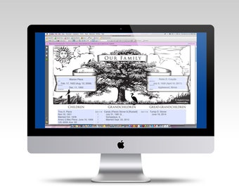 Family tree printable descendant chart digital editable pdf file grandparents children families mother/fathers in-law gifts for men women