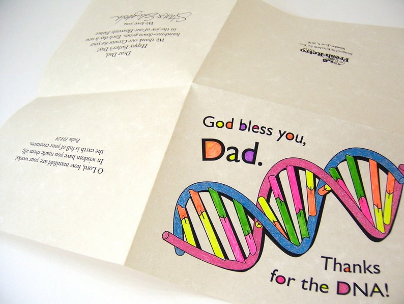 Fathers day birthday thanks love God bless you dad or father-in-law digital printable DIY coloring page card with DNA genealogy art image 5