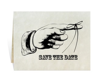 Vintage Save The Date Card: Finger String Reminder (Digital Download)