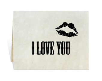 Valentines Day Card: I Love You Lipstick Kiss Printable Art (Digital Download)