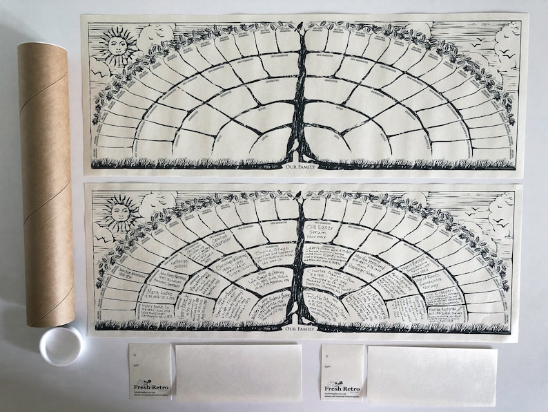 Family tree charts 2-per-order couple gifts for men women wedding bride groom reunion favors anniversary birthday Christmas mothers fathers image 2