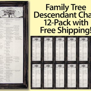 12 Family tree descendant charts with space for handwriting notes project gifts for grandparents mother father children siblings and cousins