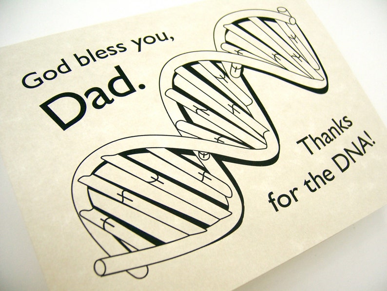 Fathers day birthday thanks love God bless you dad or father-in-law digital printable DIY coloring page card with DNA genealogy art image 2