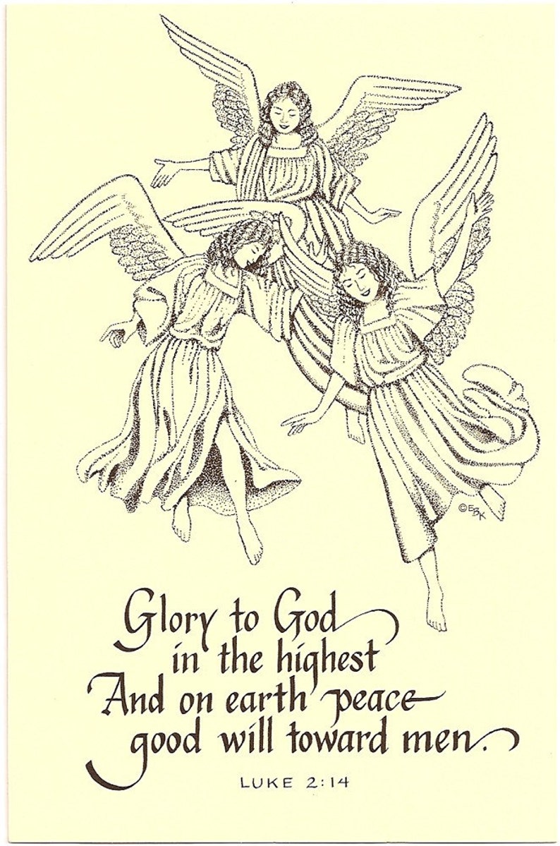 20 Christian Postcards Angels & Bible Verse Glory to God  Etsy