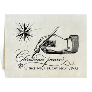 Christmas peace wishes for a bright new year downloadable digital hand writing pen star printable art for classic holiday letters and cards