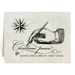 Weihnachtsfrieden wünscht für ein helles neues Jahr herunterladbare digitale Handschrift-Stift-Stern-druckbare Kunst für klassische Feiertagsbriefe und -karten