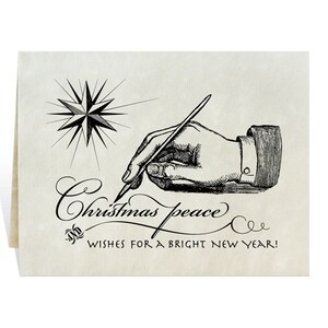 Christmas peace wishes for a bright new year downloadable digital hand writing pen star printable art for classic holiday letters and cards image 1