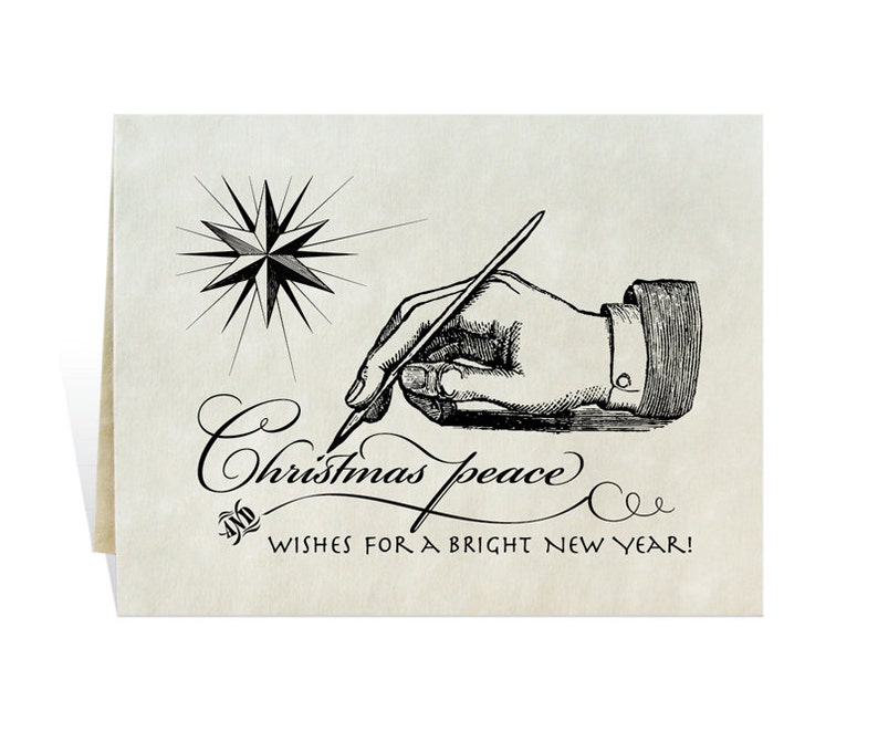 Christmas peace wishes for a bright new year downloadable digital hand writing pen star printable art for classic holiday letters and cards image 1