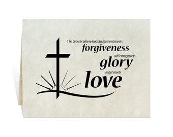 Christian religious events card for baptism, Easter, confirmation, first communion, gifts, Jesus Christ, forgiveness glory love, black print